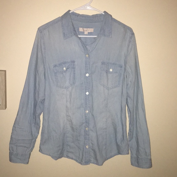 Loft blue button down shirt - Picture 1 of 2